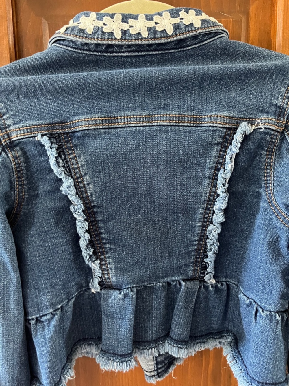 Mayoral Dark Blue Denim Jacket with White Lace Appliqué - Picture 12 of 12